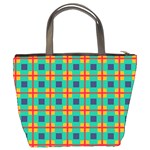 Squares in retro colors pattern 	Bucket Bag Back