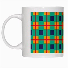 Squares In Retro Colors Pattern White Mug by LalyLauraFLM