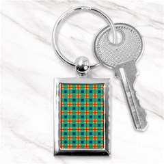 Squares In Retro Colors Pattern 			key Chain (rectangle) by LalyLauraFLM