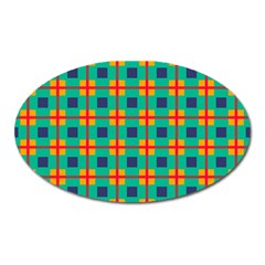 Squares In Retro Colors Pattern 			magnet (oval) by LalyLauraFLM