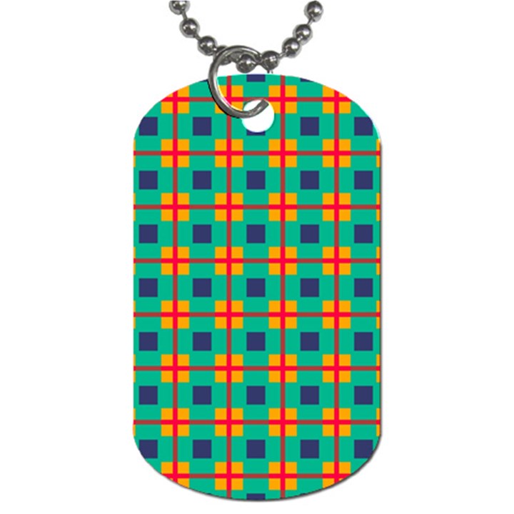 Squares in retro colors pattern 			Dog Tag (One Side)