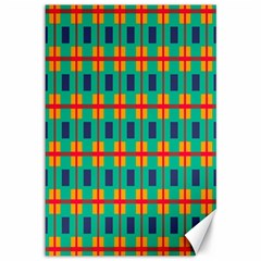 Squares In Retro Colors Pattern 			canvas 12  X 18  by LalyLauraFLM