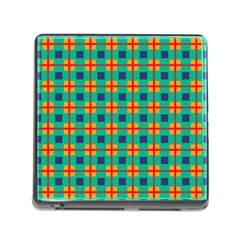 Squares In Retro Colors Pattern 			memory Card Reader (square) by LalyLauraFLM