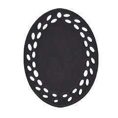 Carbon Fiber Graphite Grey And Black Woven Steel Pattern Oval Filigree Ornament (2-side) 