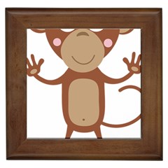 Female monkey with flower Framed Tiles