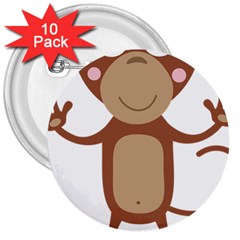 Female monkey with flower 3  Buttons (10 pack) 