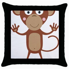 Female monkey with flower Throw Pillow Cases (Black)