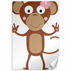 Female monkey with flower Canvas 12  x 18  