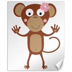 Female monkey with flower Canvas 16  x 20  