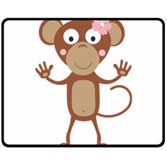 Female monkey with flower Fleece Blanket (Medium) 