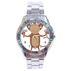 Female monkey with flower Stainless Steel Men s Watch