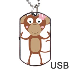 Female monkey with flower Dog Tag USB Flash (One Side)