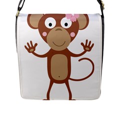 Female Monkey With Flower Flap Messenger Bag (l) 