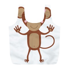 Female monkey with flower Full Print Recycle Bags (L) 