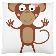 Female monkey with flower Large Flano Cushion Cases (Two Sides) 