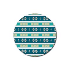 Rhombus And Stripes 			rubber Round Coaster (4 Pack) by LalyLauraFLM