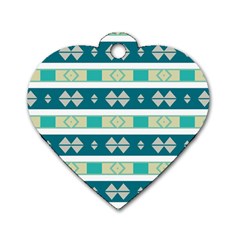 Rhombus And Stripes 			dog Tag Heart (one Side) by LalyLauraFLM