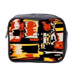 Distorted Shapes In Retro Colors Mini Toiletries Bag (two Sides) by LalyLauraFLM