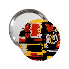 Distorted Shapes In Retro Colors 			2 25  Handbag Mirror by LalyLauraFLM