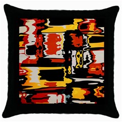 Distorted Shapes In Retro Colors 			throw Pillow Case (black) by LalyLauraFLM