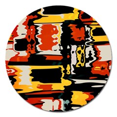 Distorted Shapes In Retro Colors 			magnet 5  (round) by LalyLauraFLM