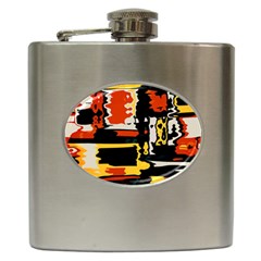 Distorted Shapes In Retro Colors 			hip Flask (6 Oz) by LalyLauraFLM