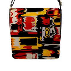 Distorted Shapes In Retro Colors 			flap Closure Messenger Bag (l) by LalyLauraFLM