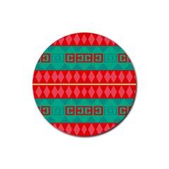 Rhombus Stripes And Other Shapes 			rubber Coaster (round) by LalyLauraFLM