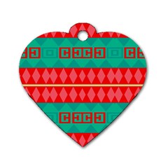 Rhombus Stripes And Other Shapes 			dog Tag Heart (one Side) by LalyLauraFLM