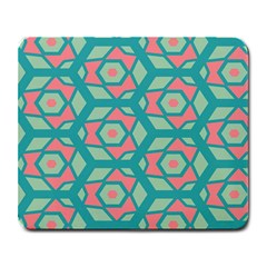 Pink Honeycombs Flowers Pattern  			large Mousepad by LalyLauraFLM