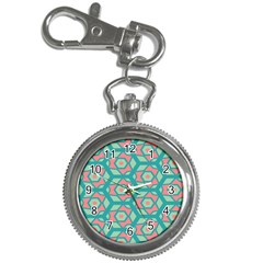 Pink Honeycombs Flowers Pattern  			key Chain Watch by LalyLauraFLM