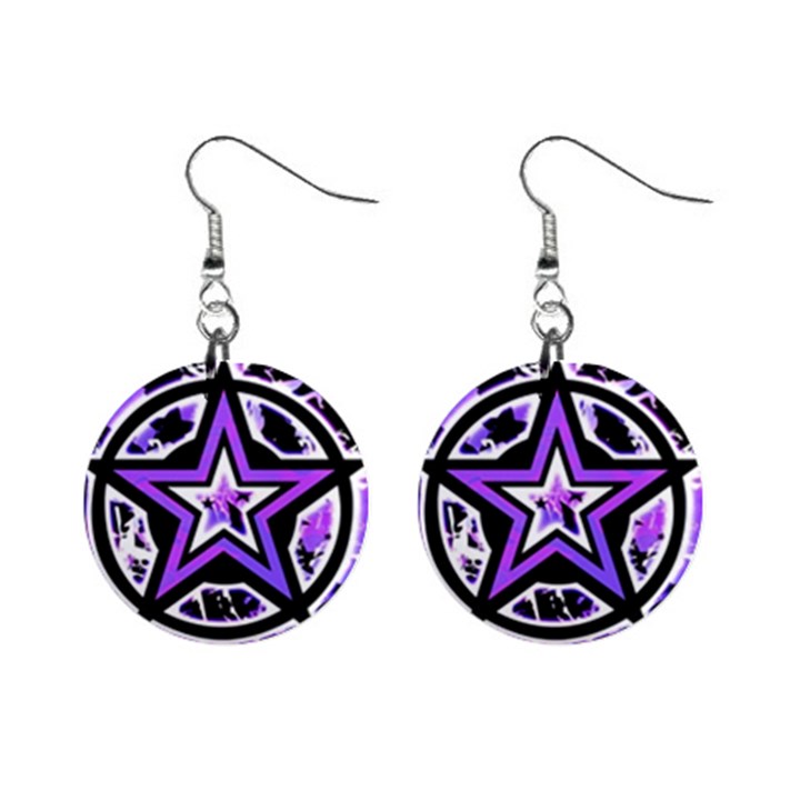 Purple Star Mini Button Earrings