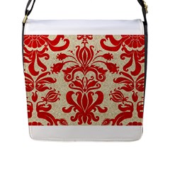 Ruby Red Swirls Flap Messenger Bag (l)  by SalonOfArtDesigns