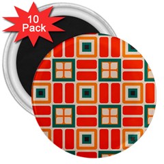 Squares And Rectangles In Retro Colors 			3  Magnet (10 Pack) by LalyLauraFLM