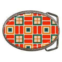 Squares And Rectangles In Retro Colors 			belt Buckle by LalyLauraFLM