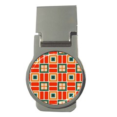 Squares And Rectangles In Retro Colors 			money Clip (round) by LalyLauraFLM