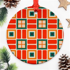 Squares And Rectangles In Retro Colors 			ornament (round) by LalyLauraFLM