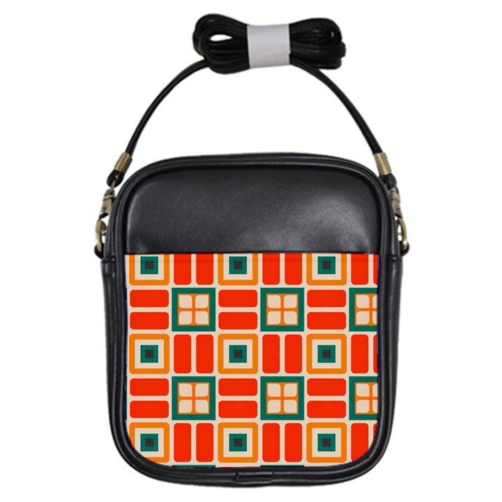 Squares and rectangles in retro colors 			Girls Sling Bag