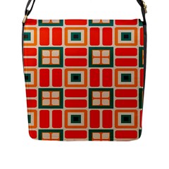 Squares And Rectangles In Retro Colors 			flap Closure Messenger Bag (l) by LalyLauraFLM