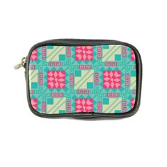 Pink Flowers In Squares Pattern 	coin Purse by LalyLauraFLM