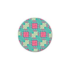 Pink Flowers In Squares Pattern 			golf Ball Marker (4 Pack) by LalyLauraFLM