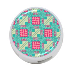 Pink Flowers In Squares Pattern 			4-port Usb Hub (one Side) by LalyLauraFLM