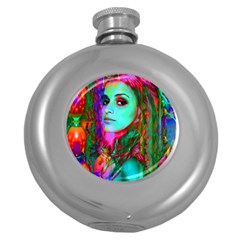 Alice In Wonderland Round Hip Flask (5 Oz) by icarusismartdesigns