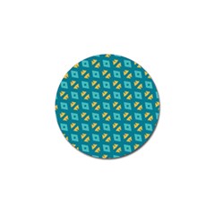 Blue Yellow Shapes Pattern 			golf Ball Marker by LalyLauraFLM