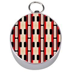 Rectangles And Stripes Pattern Silver Compass by LalyLauraFLM