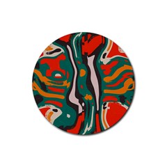 Retro Colors Chaos 			rubber Round Coaster (4 Pack) by LalyLauraFLM