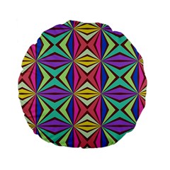 Connected Shapes In Retro Colors  	standard 15  Premium Flano Round Cushion by LalyLauraFLM