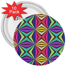 Connected Shapes In Retro Colors  			3  Button (10 Pack) by LalyLauraFLM