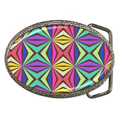 Connected Shapes In Retro Colors  			belt Buckle by LalyLauraFLM