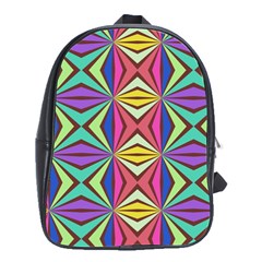 Connected Shapes In Retro Colors  			school Bag (large) by LalyLauraFLM